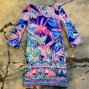 Lilly Pulitzer Bay Dress Multi Sunset Safari Engineered Sz XS